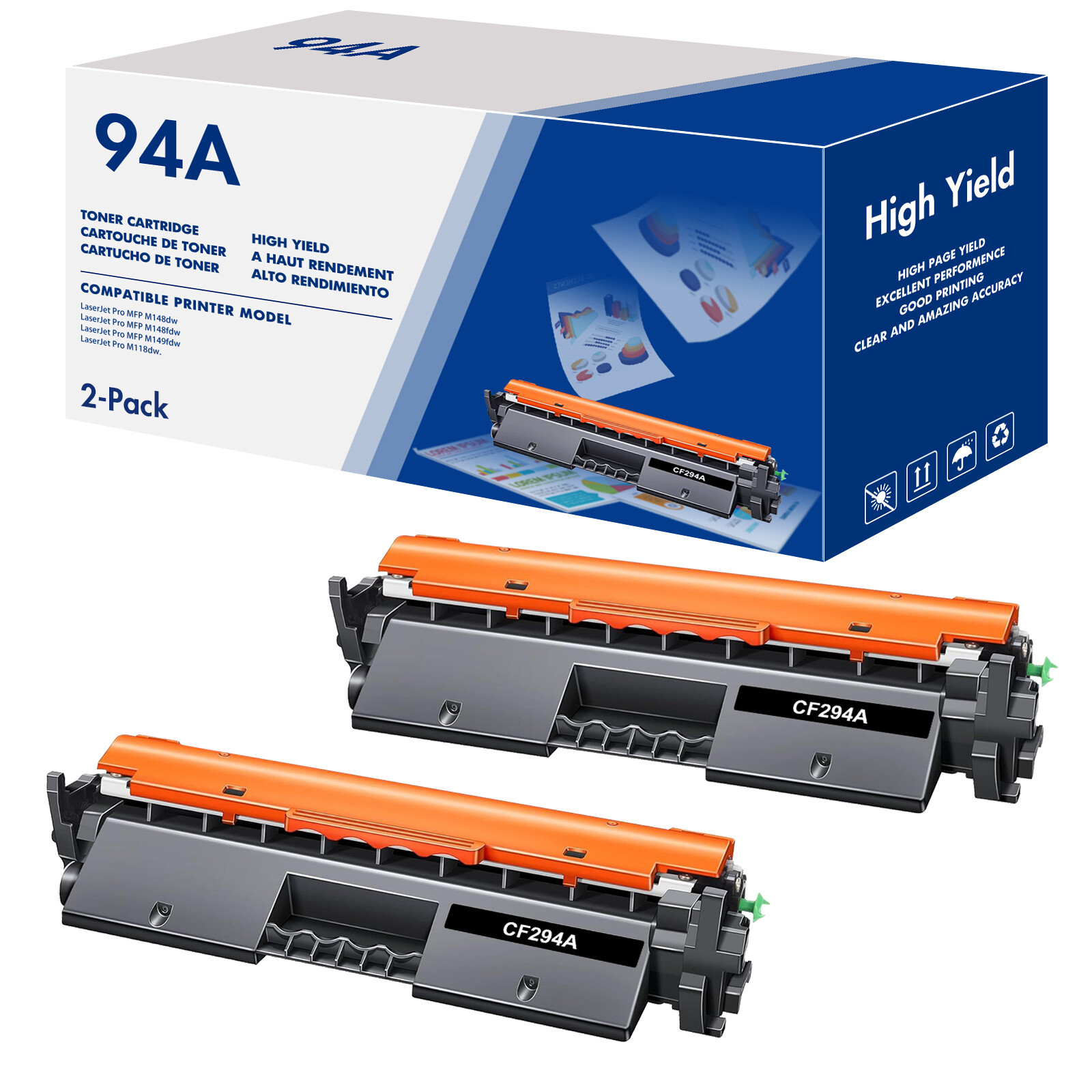 2/4PK CF294A 94A Toner Cartridge Fits For HP LaserJet Pro M118dw M148dw M149 lot