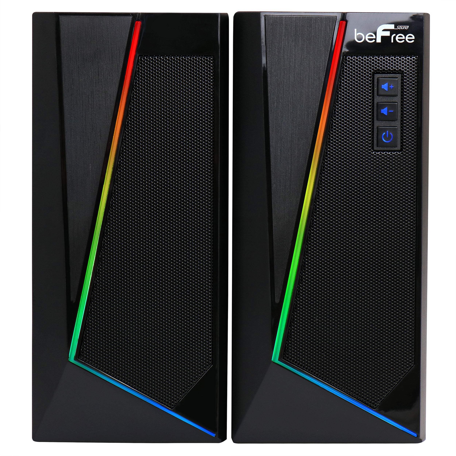 beFree 2.0 Computer Gaming Stereo Speakers BFS-518 for Desk Shelf w LED Lights