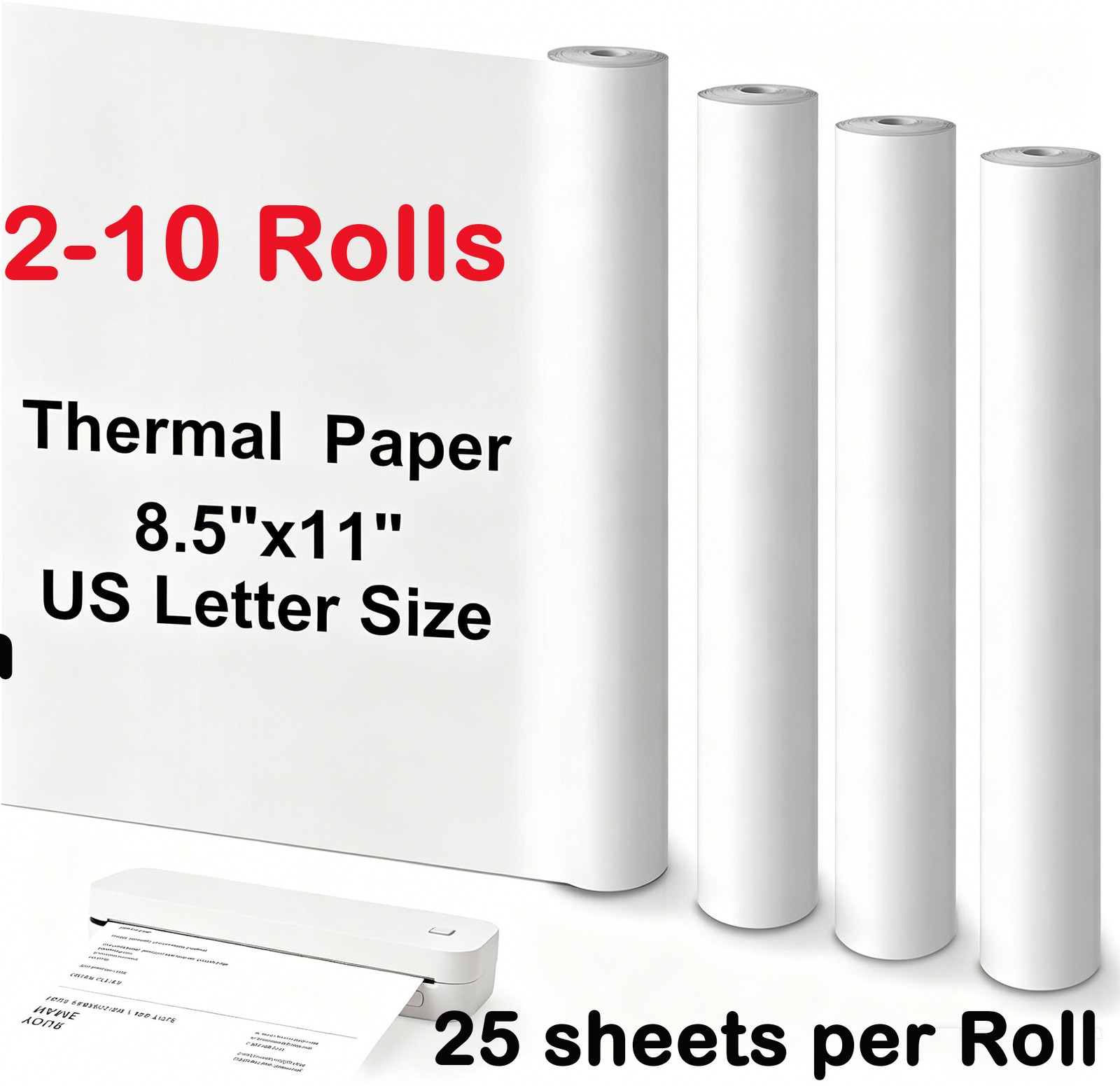 2-10 Rolls Thermal Printer Paper 8.5"x11" US Letter Size Quick-Dry for M08F M832