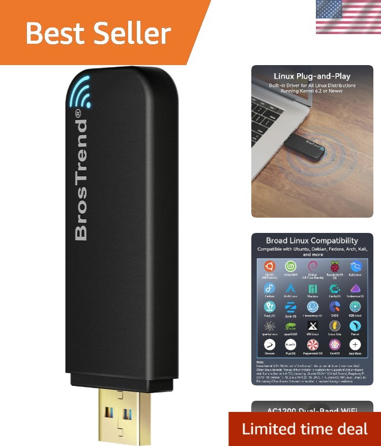 AC1200 Linux WiFi Adapter for PC Compatible with Ubuntu Mint Kali