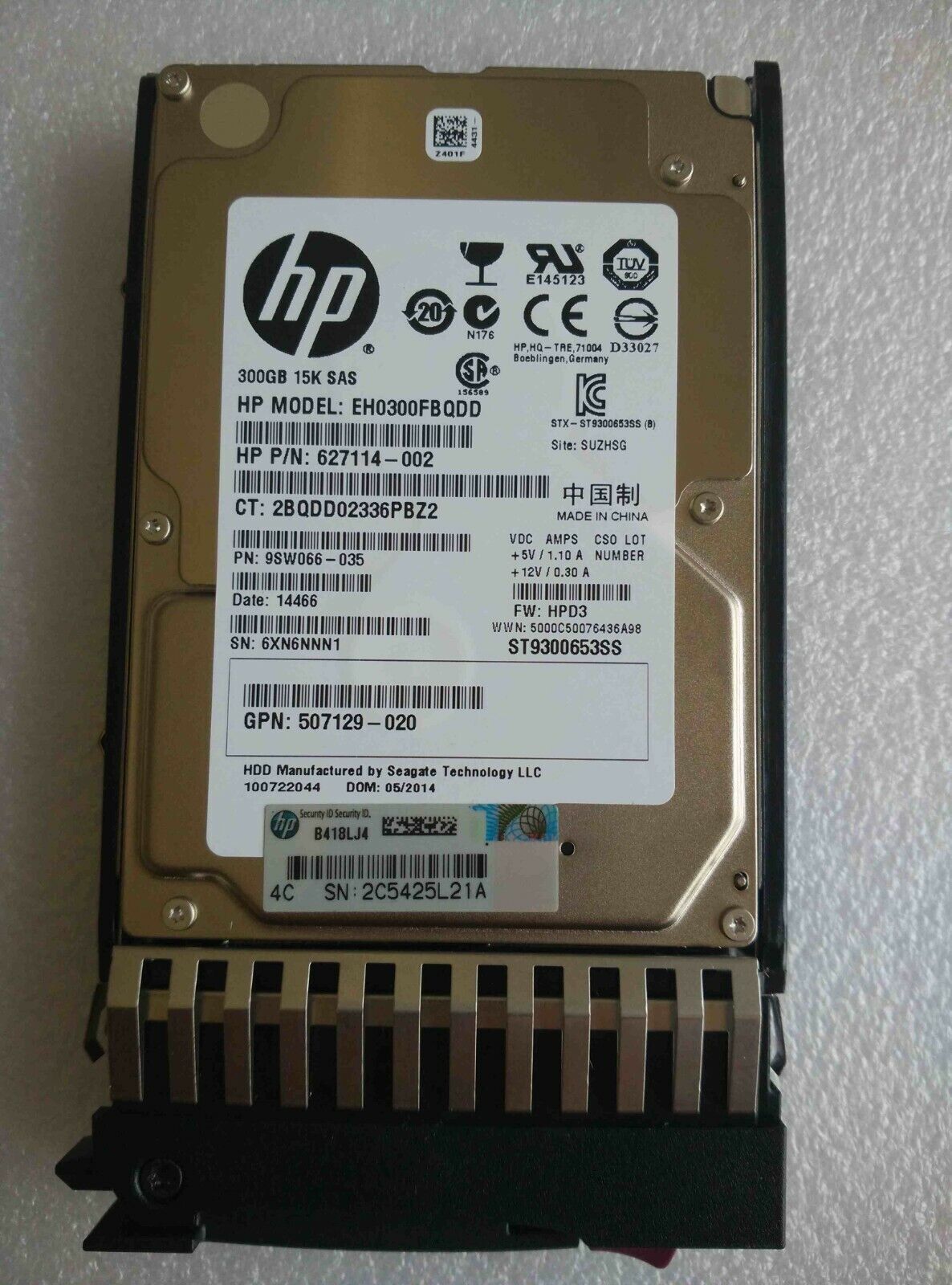 HP 627117-B21 627195-001 627114-002 EH300FBQDD 300GB 2.5'' 15K 6G G7 DP SAS HDD