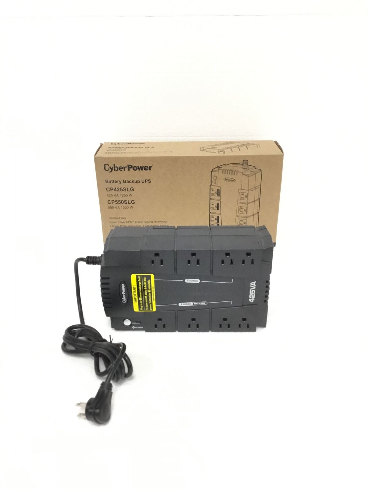 CYBERPOWER CP425SLG 425VA Uninterruptible Power Supply w/Cables/No battery