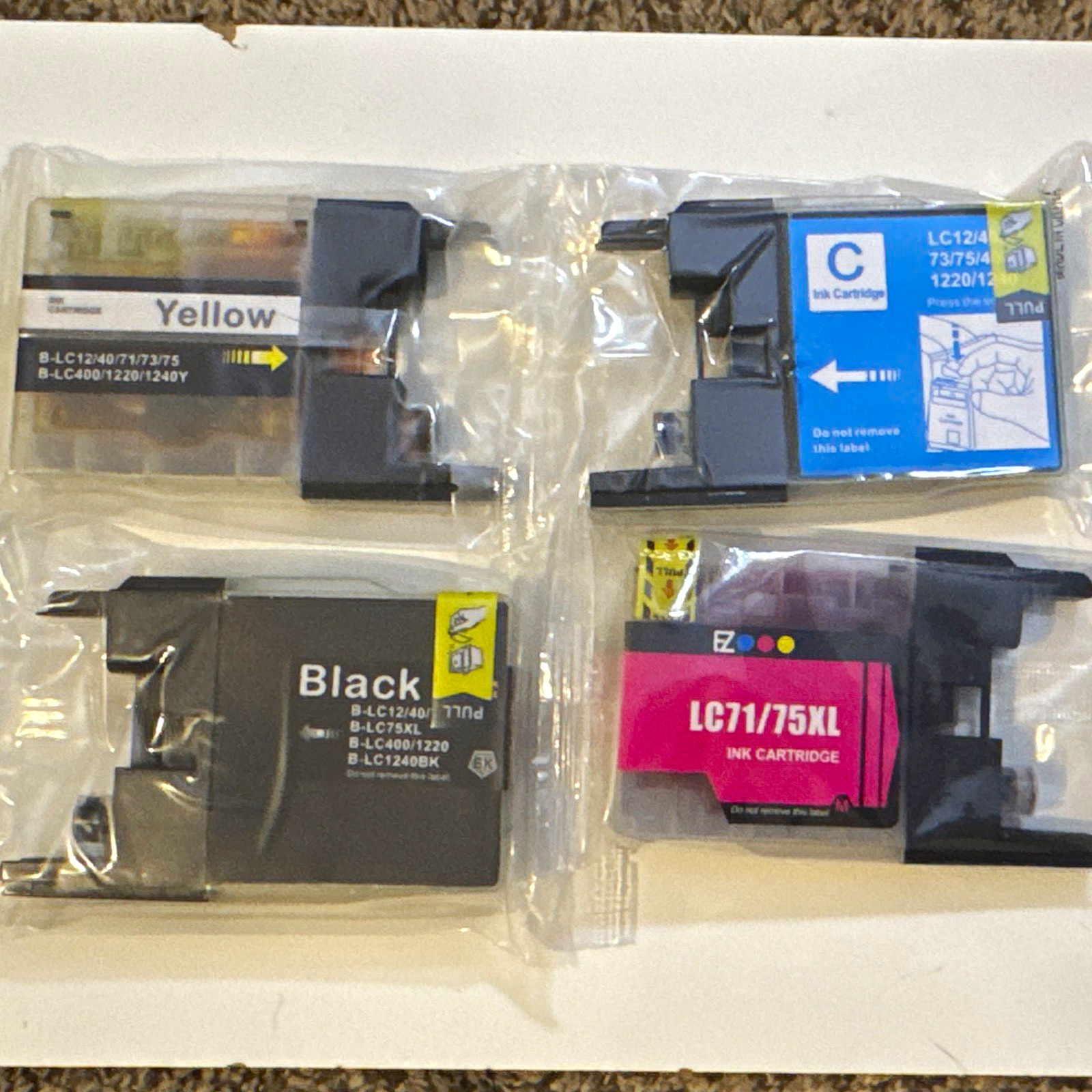 Lot of 4 Compatible Inkjet Cartridges set for Brother LC71/75XL BK C Y M MPNs