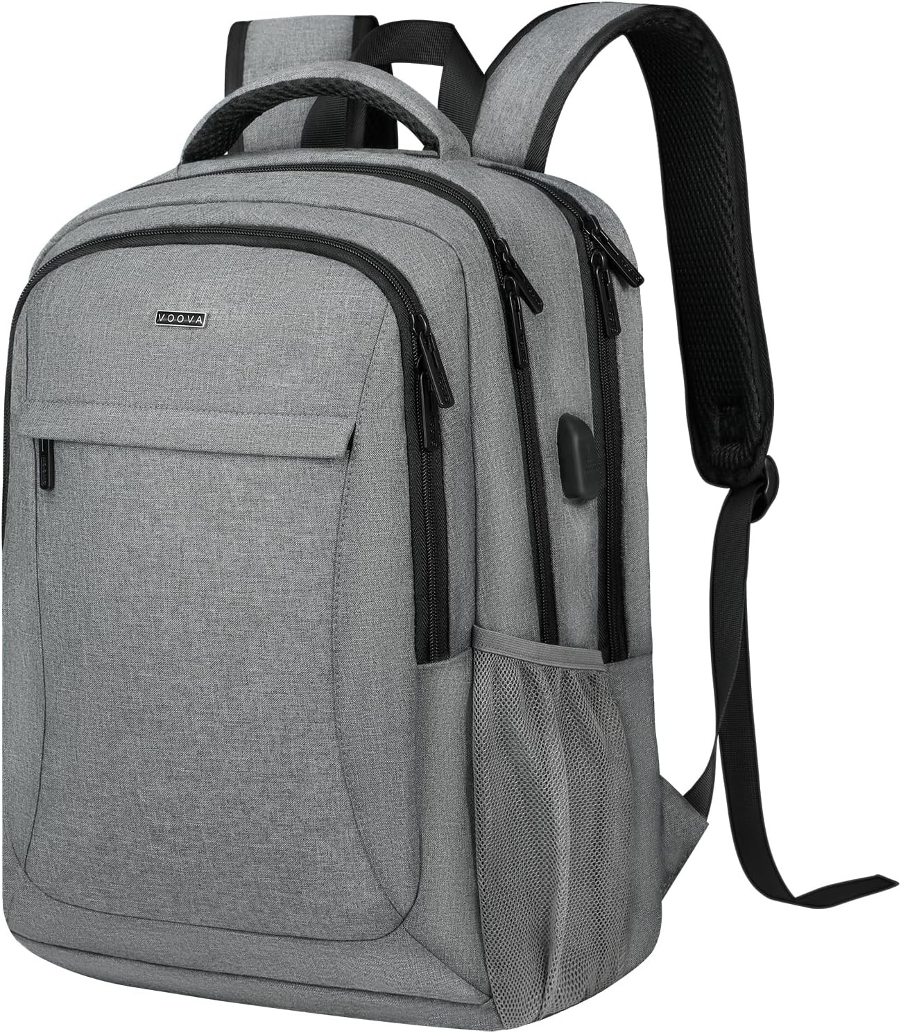 15.6 Inch Travel Laptop Backpack with USB Port, Grey | Slim Water-Resistant Back