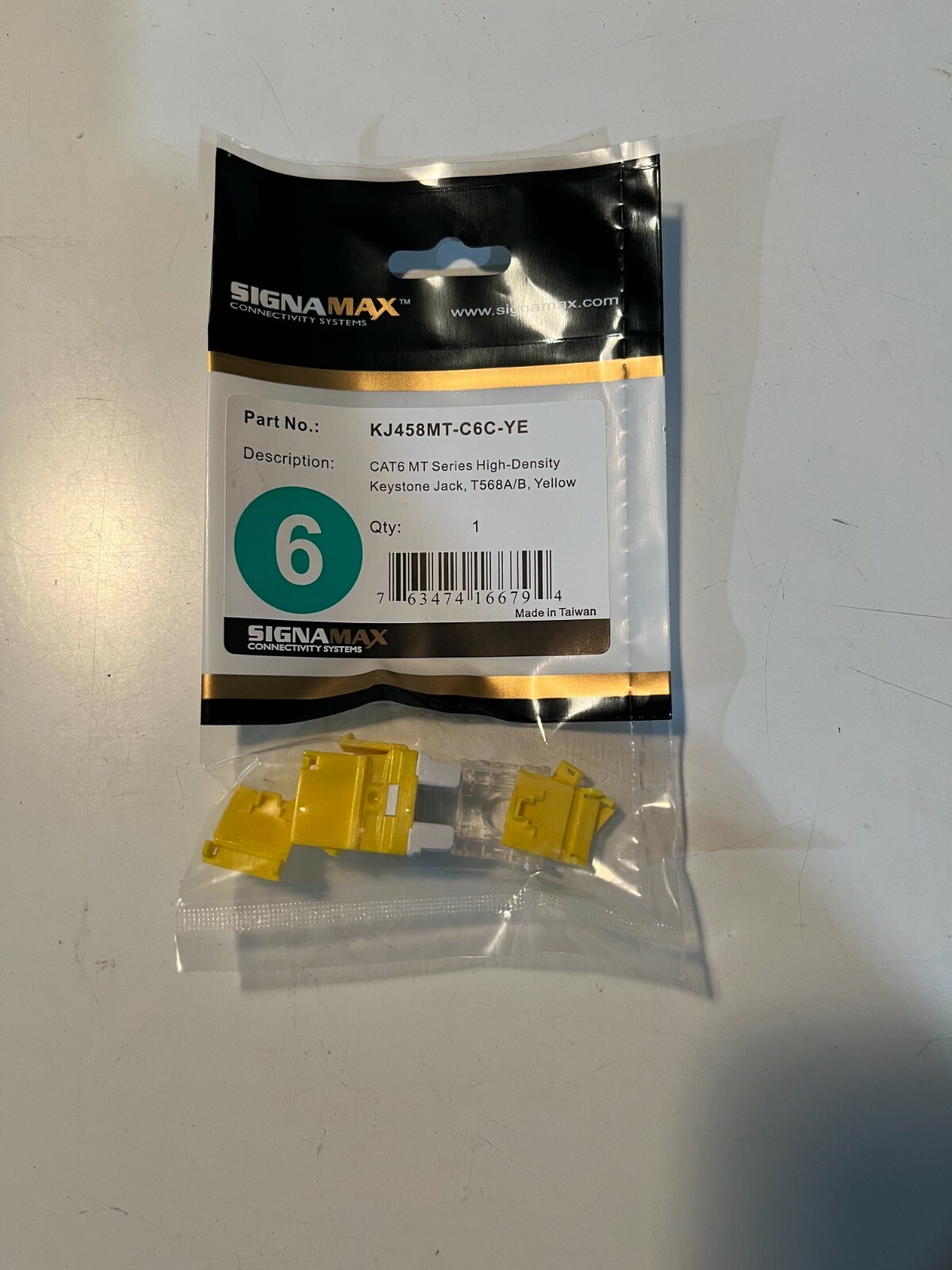 Signamax KJ458MT-C6C-YE Cat 6 Yellow Insert Jack