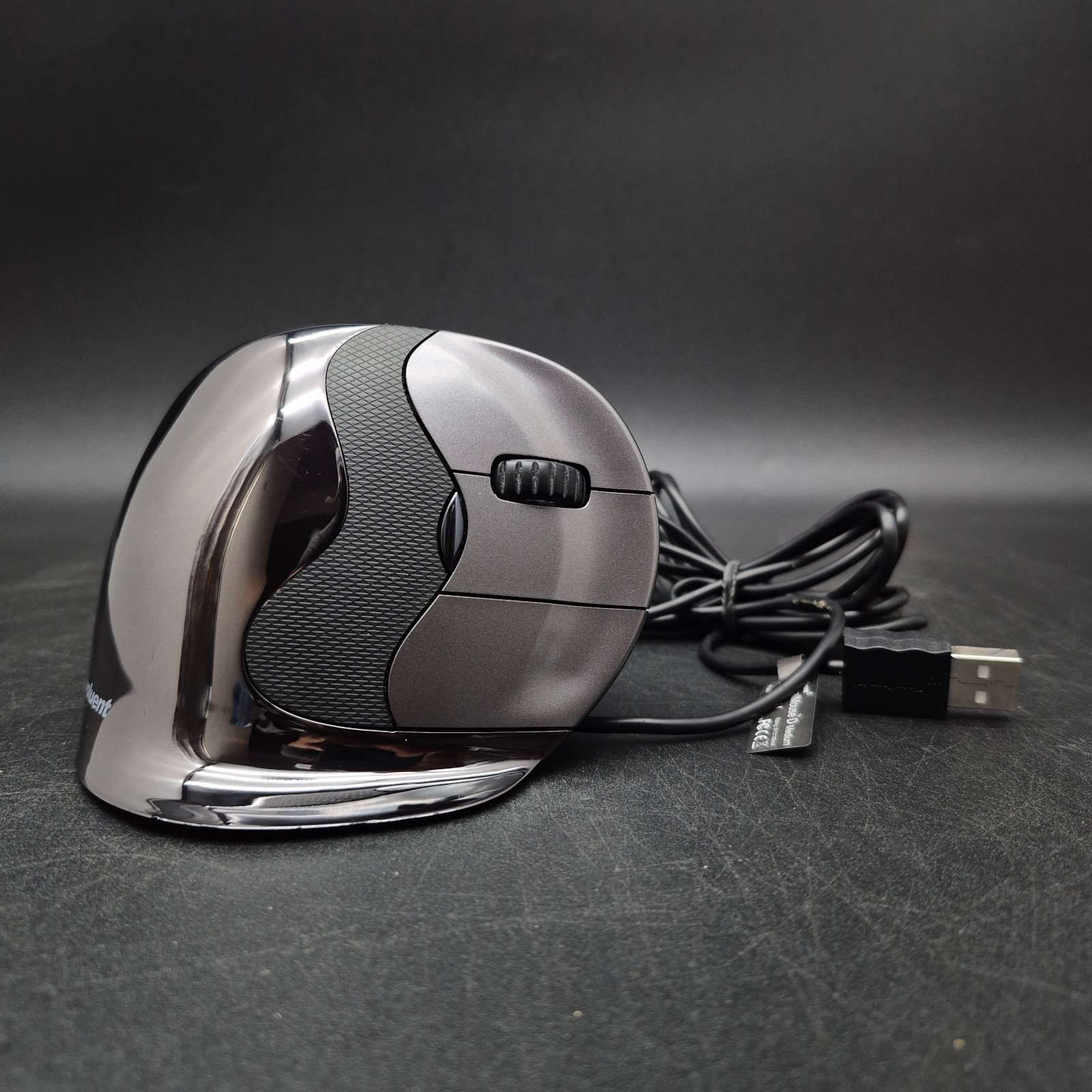 Evoluent VerticalMouse D Medium VMDM Wired USB Ergonomic Mouse Dark Silver/ Mint