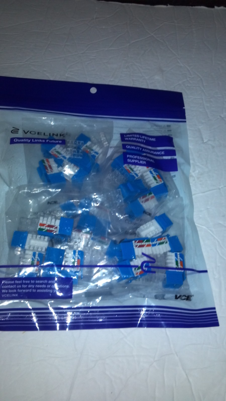 VCE RJ45 Cat6 Keystone Jack UL Listed 25-Pack C265BL-6-25P-US