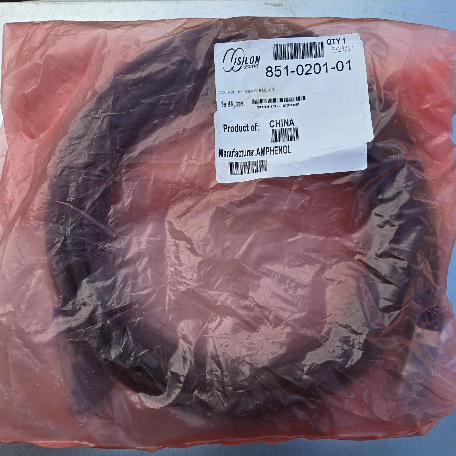 Amphenol Dell/EMC InfiniBand Cable 8M QSFP to QSF 851-0201-01 003-0124-01