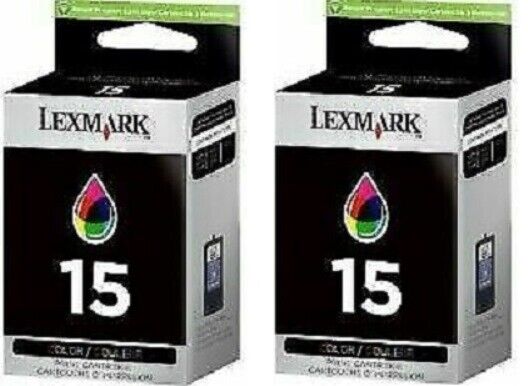 2 New Genuine SEALED BAG Lexmark 15 Color Inkjet Cartridges