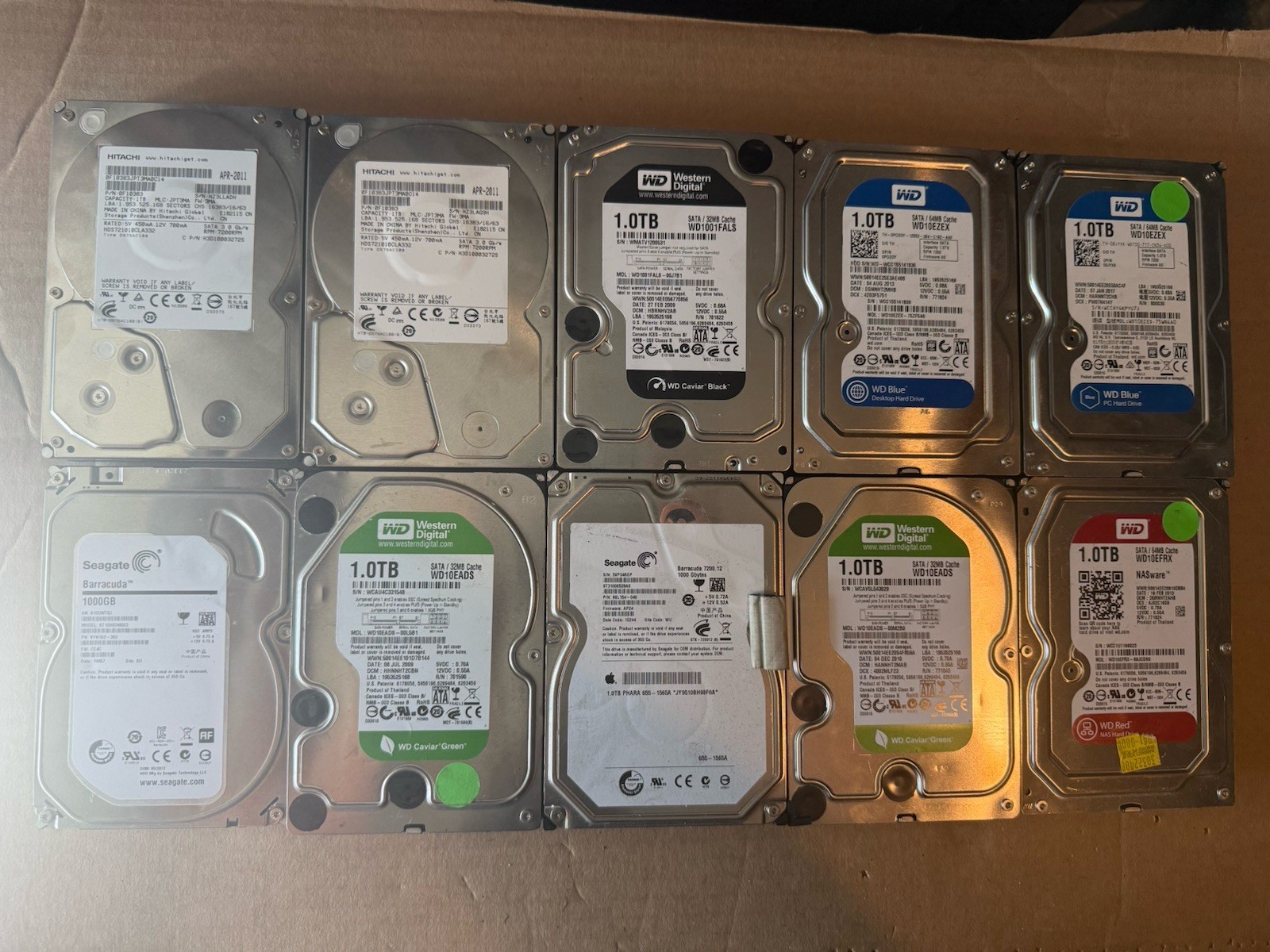 Lot 10x 1TB SATA 3.5" MIX Hard Drives HD Major Brands