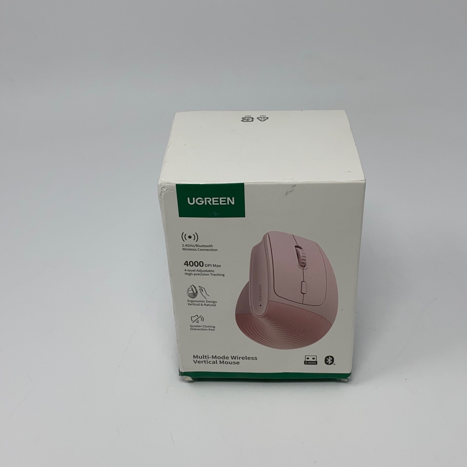 UGREEN M571P Vertical Mouse Pink 4000 DPI Bluetooth + 2.4G