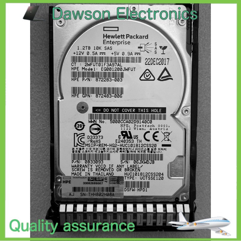 New HP HPE 872737-001 872283-003 1.2TB 12G SAS 10K SFF 2.5" SC W/Caddy 0 Hours