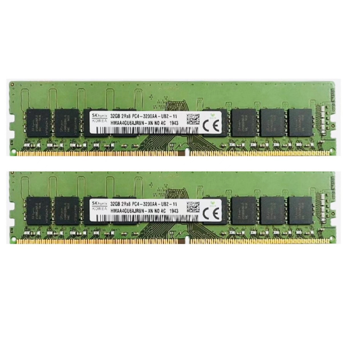 Hynix 64GB 2X32GB DDR4 3200MHz PC4-25600 2RX8 UDIMM Memory Ram HMAA4GU6AJR8N-XN