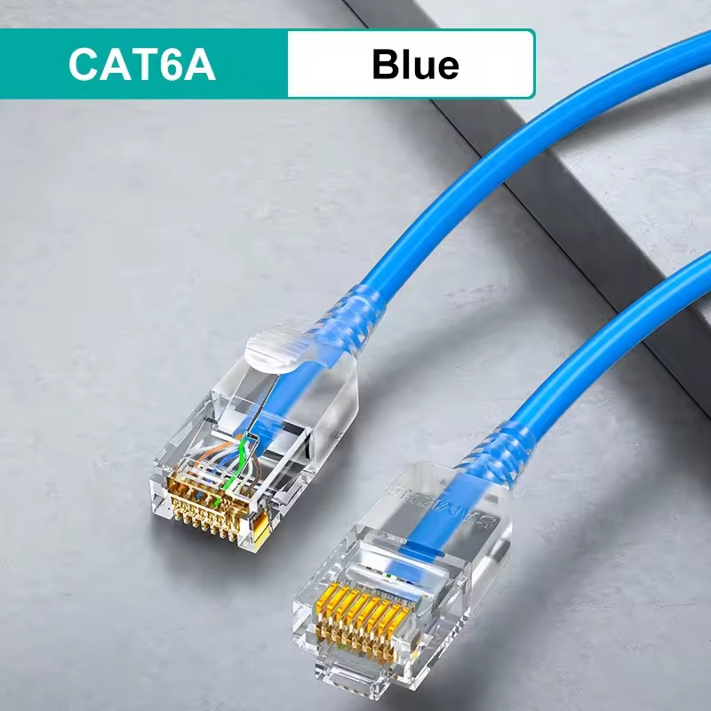 1 Ft - 50 Ft CAT6a Slim RJ45 Network LAN Ethernet Copper Wire Color Patch Cable