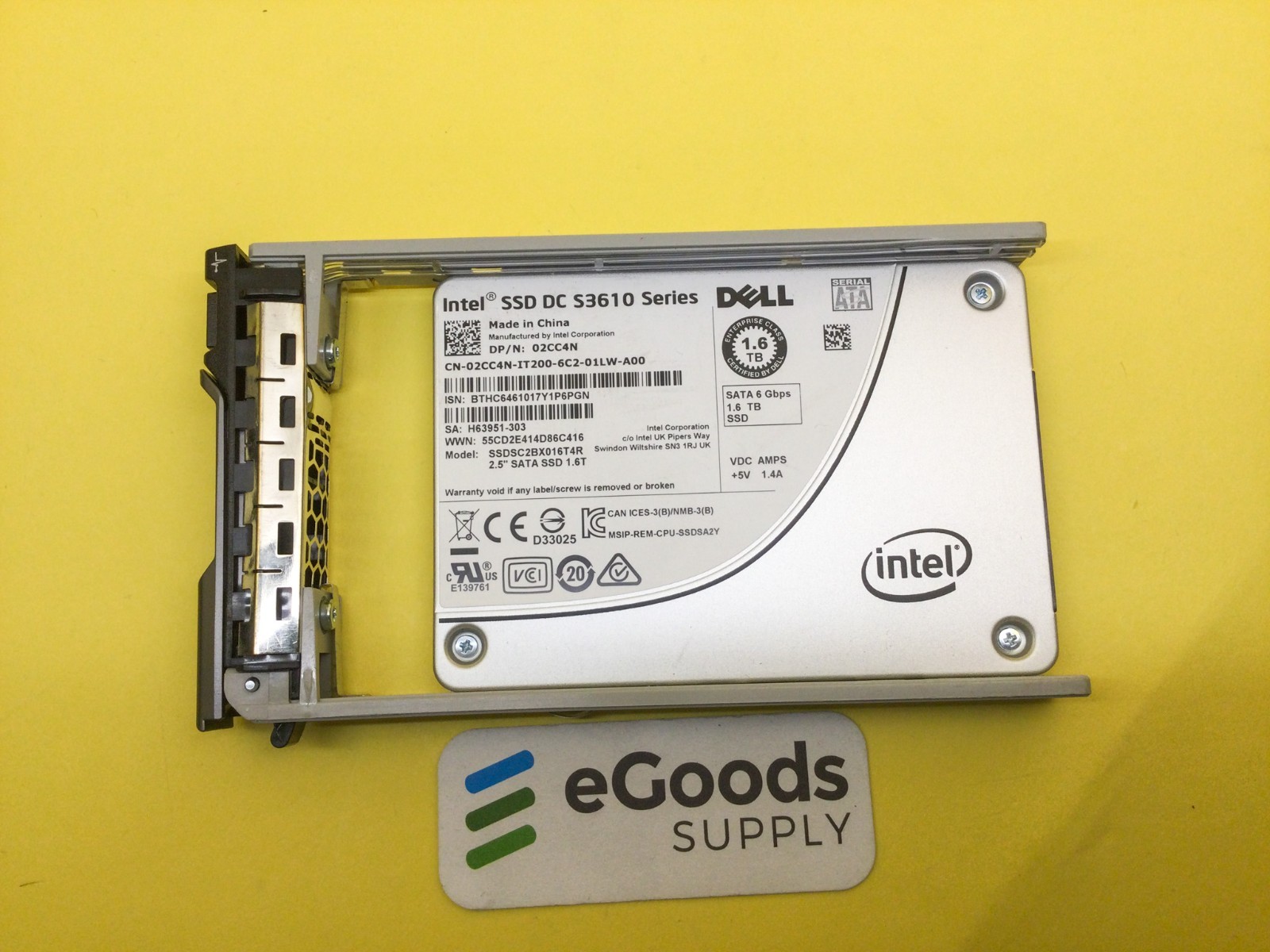 Dell 2CC4N INTEL DC S3610 1.6TB SATA 6Gb/s 2.5in SSD SSDSC2BX016T4R 02CC4N