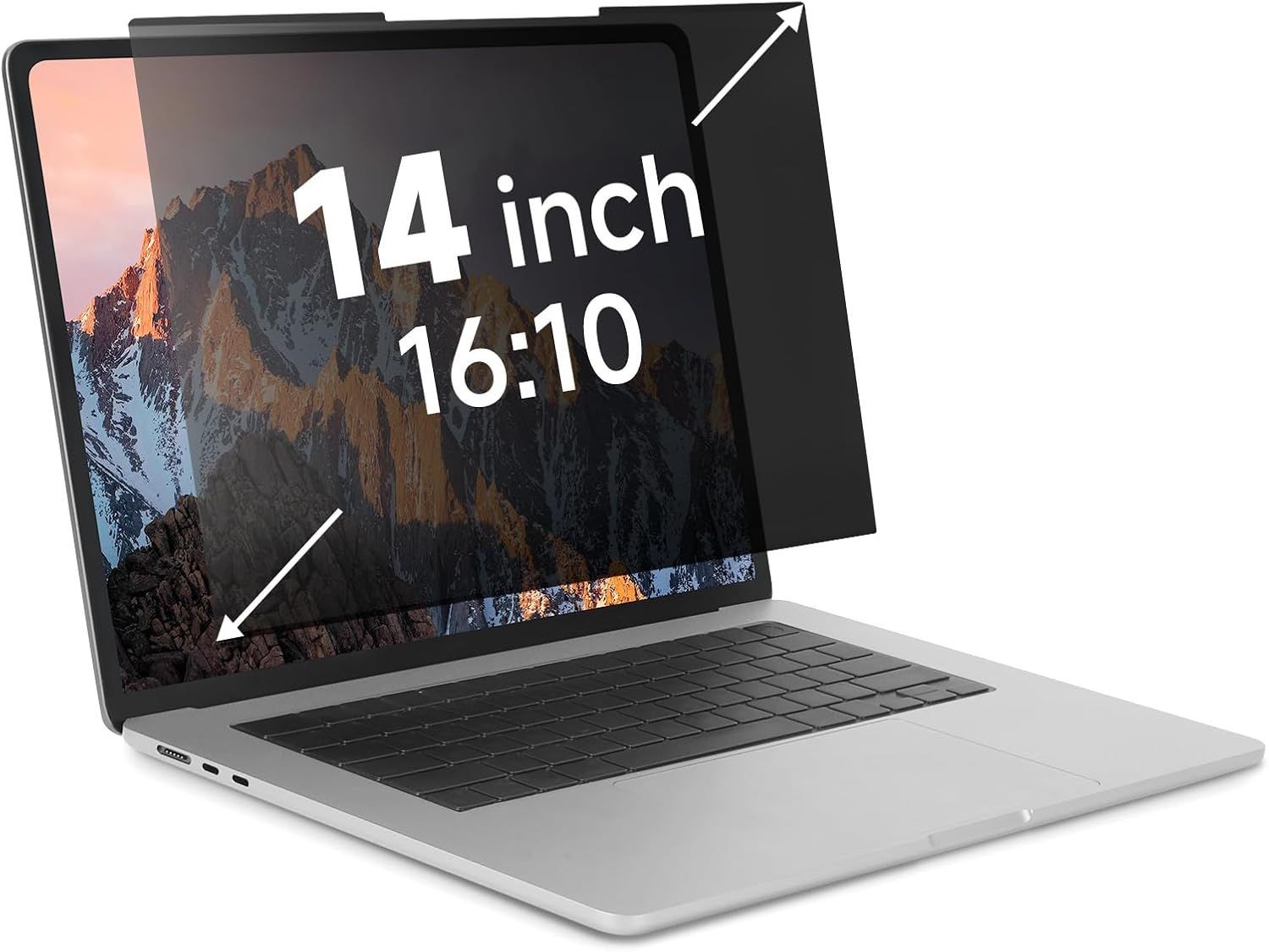 Removable Anti Glare Privacy Shield for 14 Inch 16:10 Laptop, Nano-Suction Scree