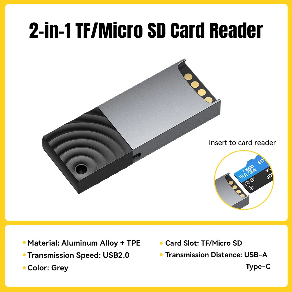 Essager 2 in 1 USB2.0 Card Reader Micro SD Card Reader High Speed TF Memory Card