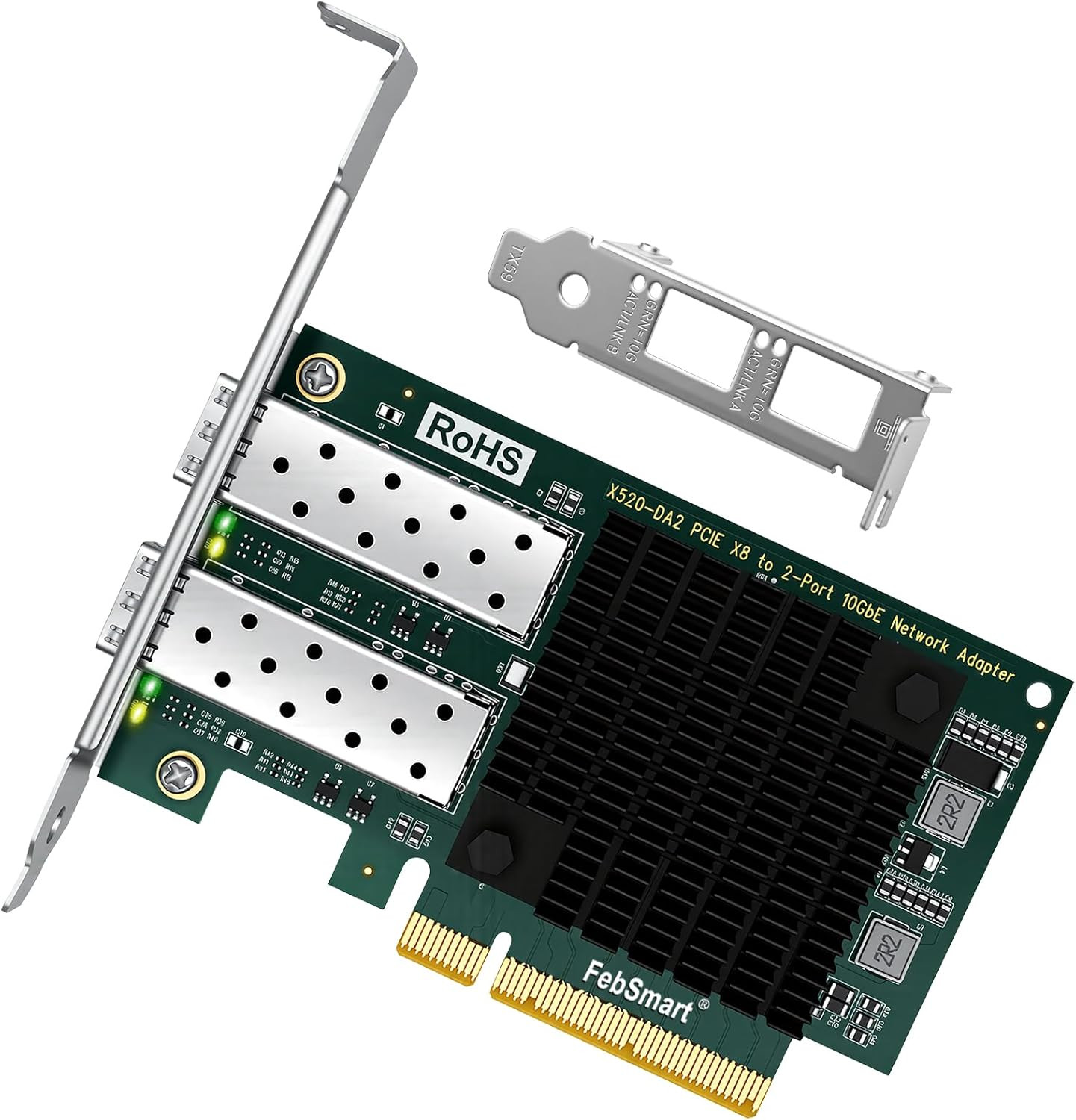 PCIE X8 Interface to 2X 10Gbe SFP+ Optical Port Network Adapter for Desktop PC,