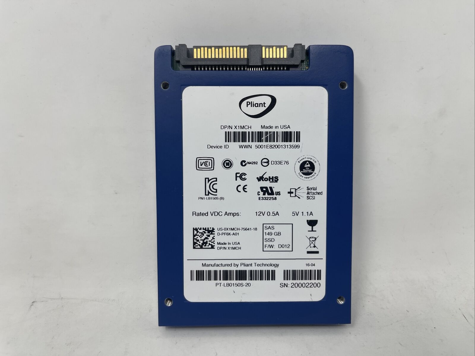 149GB 2.5 SAS SLC Solid State SSD Drive pliant PT-LB0150S-20 R910  DELL 150gb