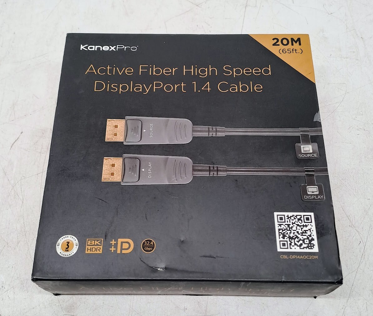 KanexPro Active Fiber DisplayPort 1.4 Cable (20 meters) CBL-DP14AOC20M