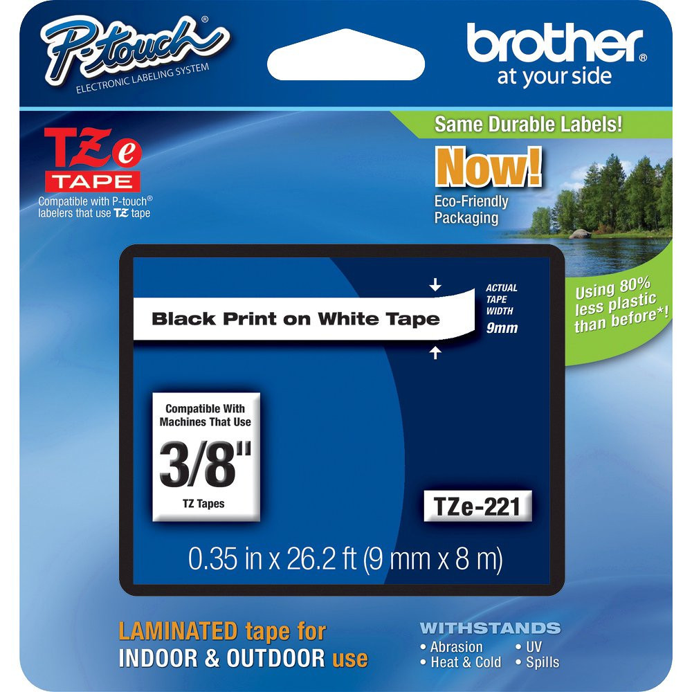 Brother TZ221 TZe221 9mm P-touch black on white PT1290RS PTH100 PTH300 PTH300LI