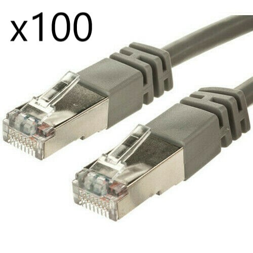 100 Pack - 3ft Shielded STP CAT5e Ethernet Network Router Patch Cable Cord Gray