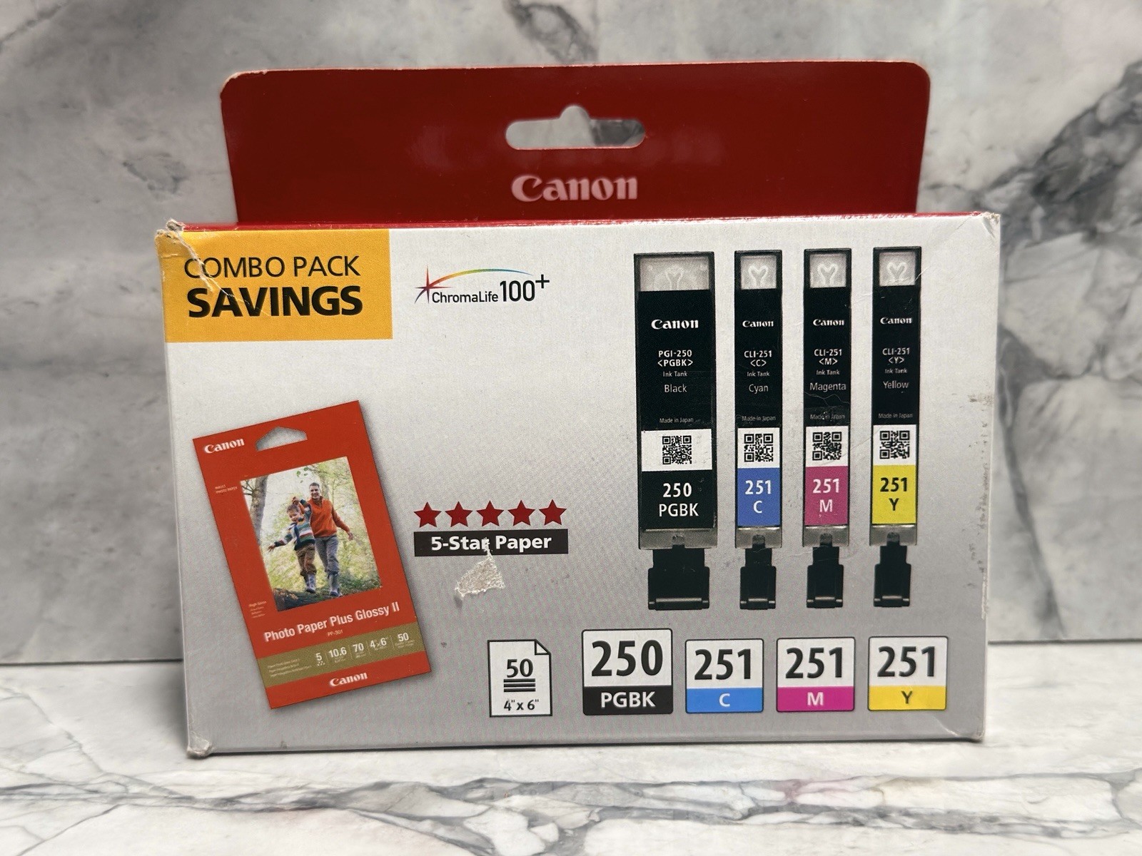 Canon Genuine PGI-250/CLI-251 Black Cyan Magenta Yellow Ink Cartridges Sealed