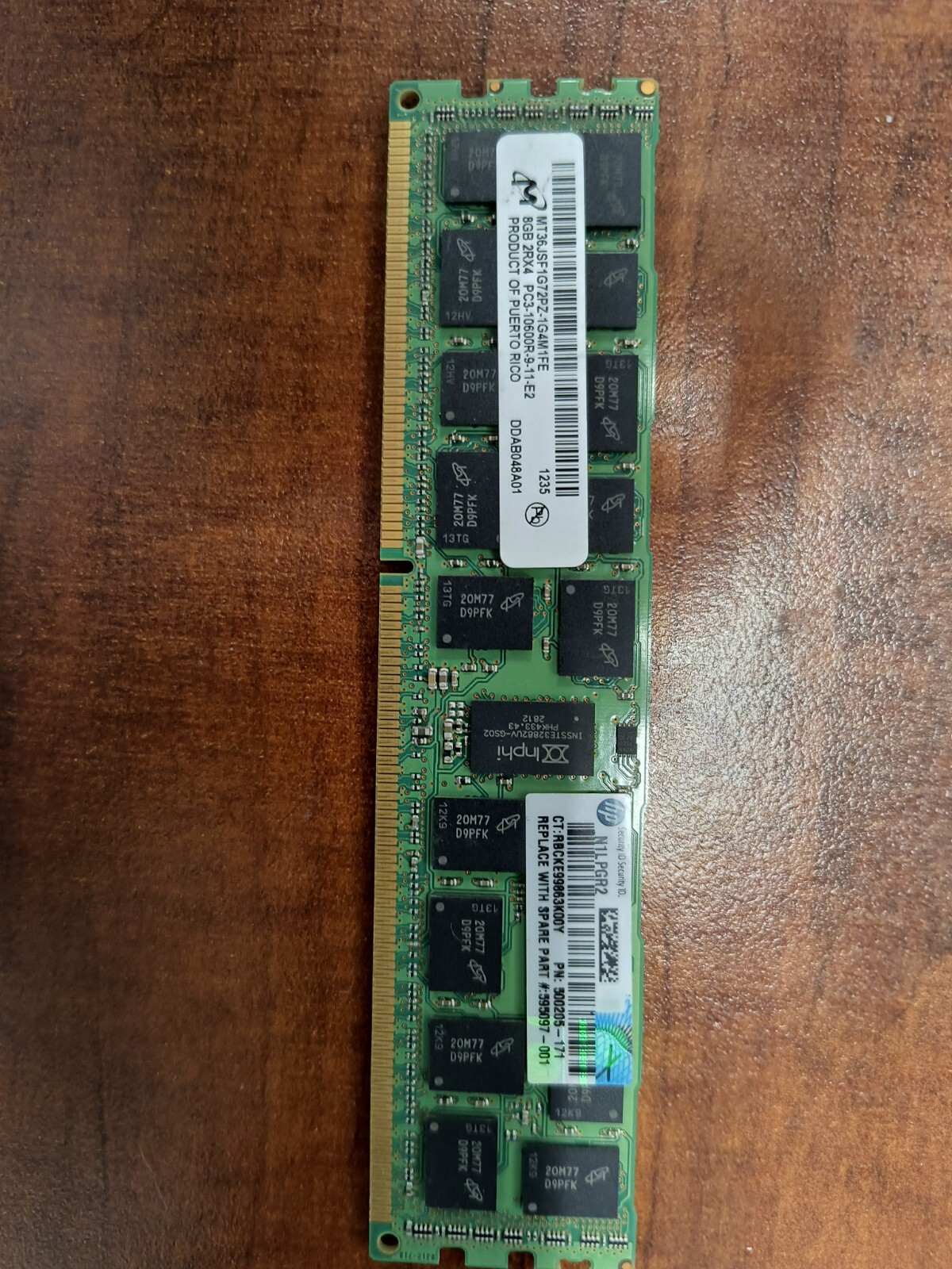 MIRCON 8GB 2RX4 PC3-10600R MT36JSF1G72PZ-1G4M1FE Memory 1232