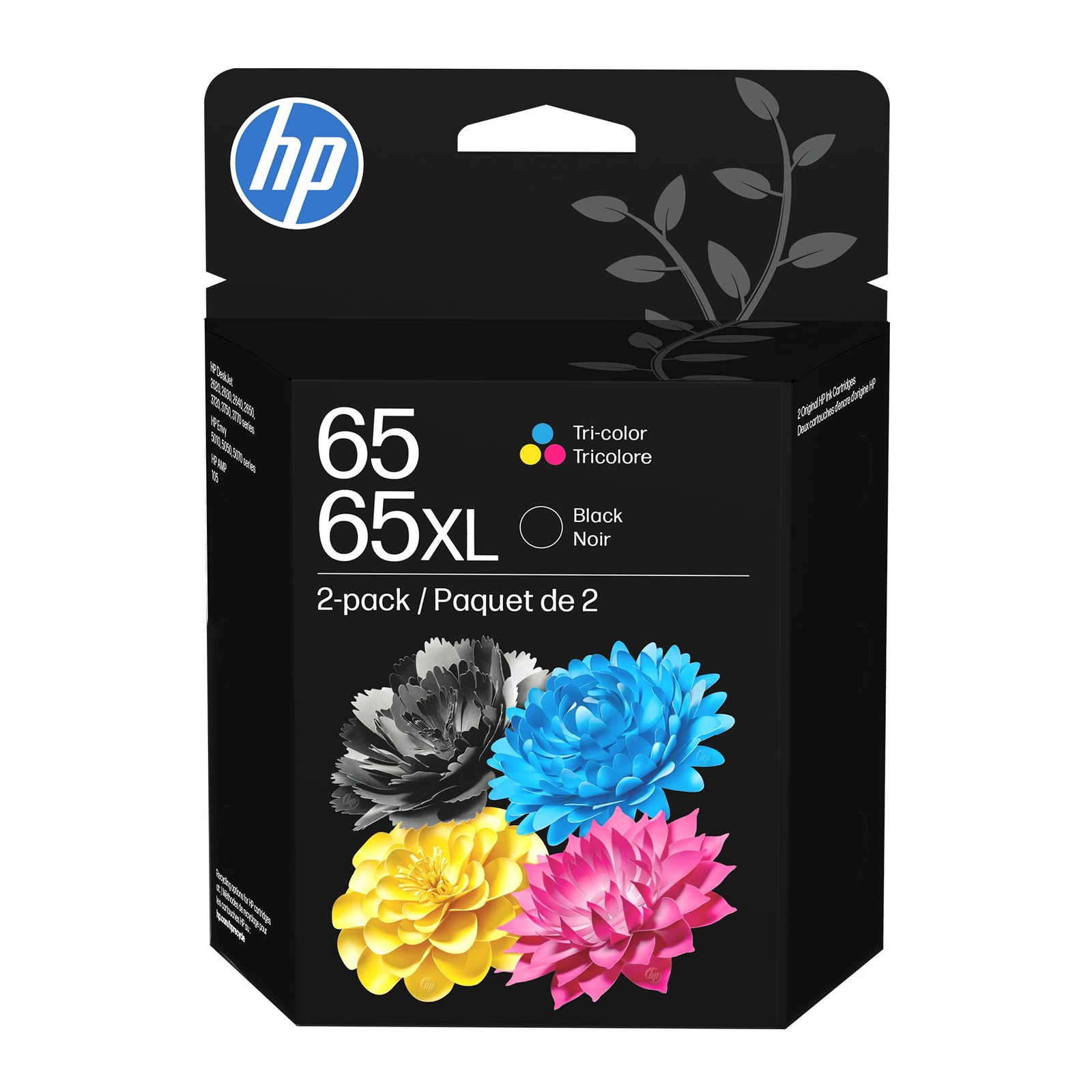 HP 6ZD95AN 65XL/65 High-Yield Black and Tri-Color Ink Cartridges, Pack of 2
