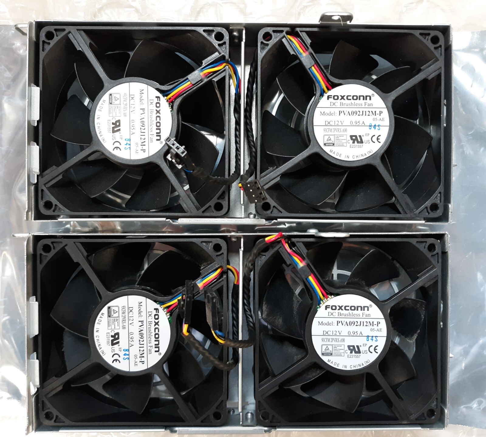 Pair of Foxconn DC Brushless FAN PVA092j12M-P 4-Pin DC12V 0.95A Cooling Case Fan