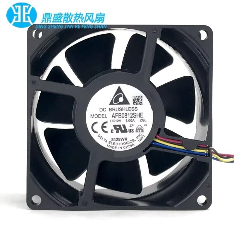 Delta AFB0812SHE 8038 DC12V 1.00A 8CM 4-Wire Cooling Fan