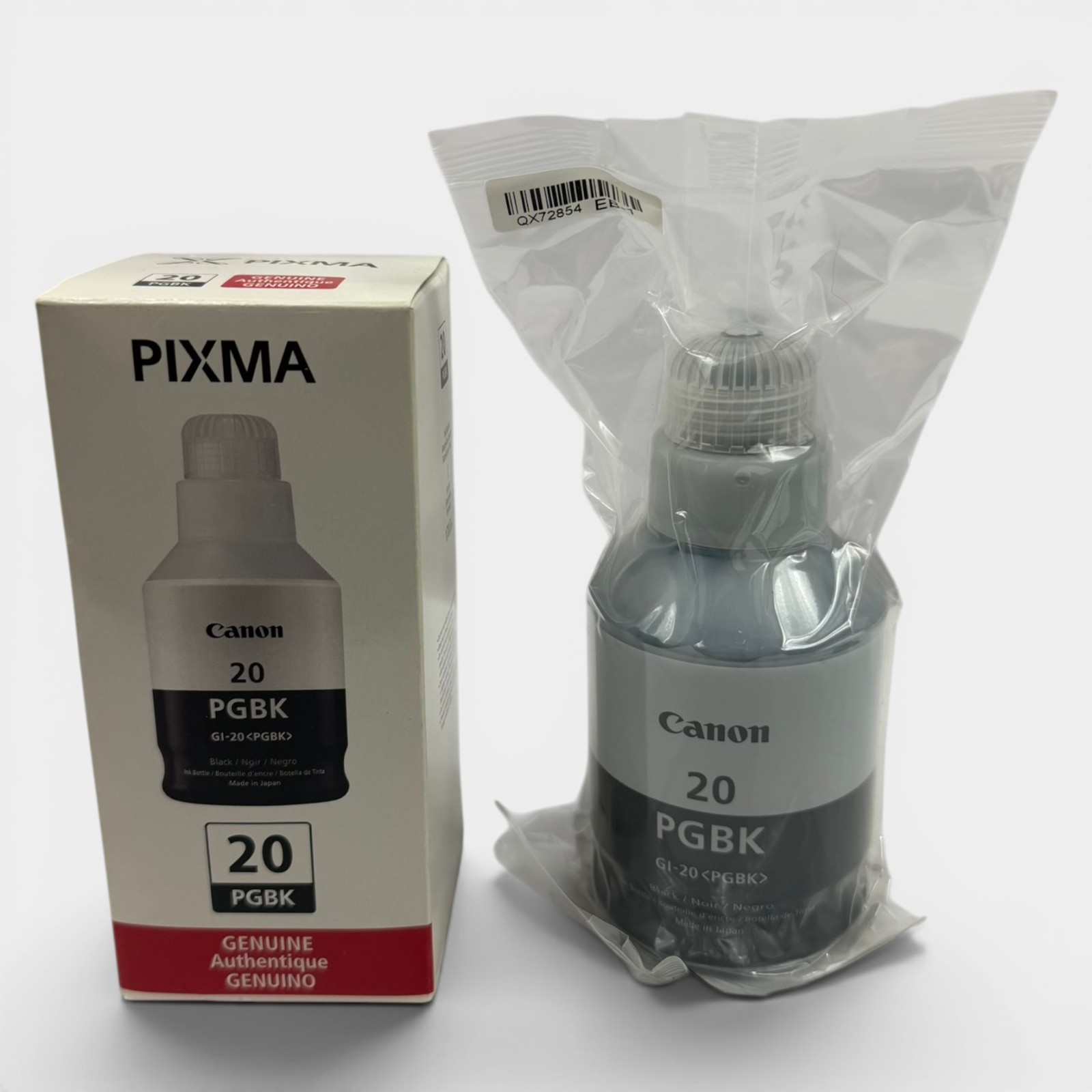 2 Canon PIXMA GI-20 PGBK Genuine Black Ink Bottles 170mL New Sealed OEM
