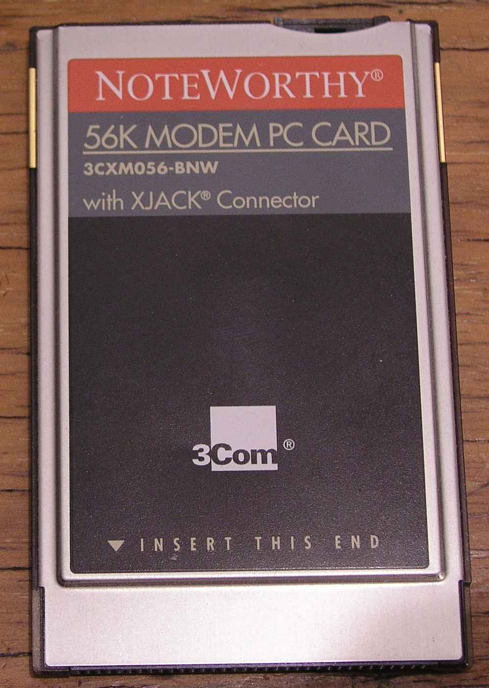 3Com Noteworthy PCMCIA 56k Modem PC Card XJACK Model 3CXM056-BNW