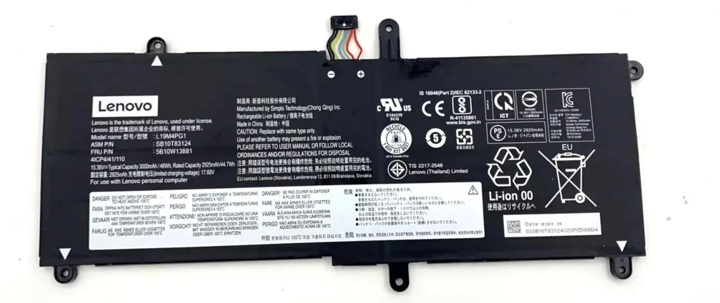 Genuine L19C4PG1 L19M4PG1 Battery for Lenovo Thinkpad Yoga 11e Gen 6 SB10T83124