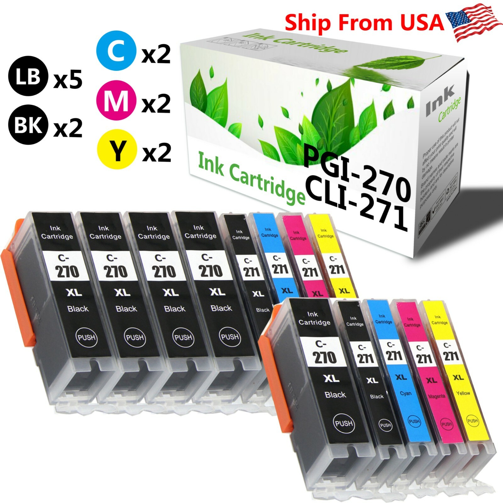 13 PK PGI270XL CLI271XL Ink Cartridge for PIXMA TS5020 TS8020 TS9020