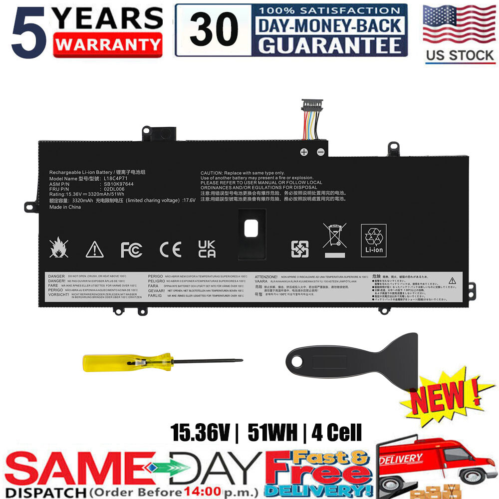 ✅Battery L18C4P71 51Wh For Lenovo ThinkPad X1 Carbon 7th Gen 2019 / 8th Gen 2020