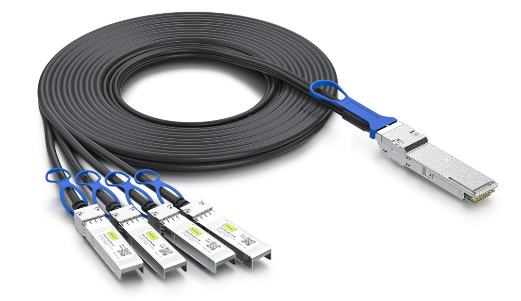 10Gtek CAB-ZQP/4ZSP-P2M 100G QSFP28 to (4x) to SFP28 DAC 2-m 30AWG Passive
