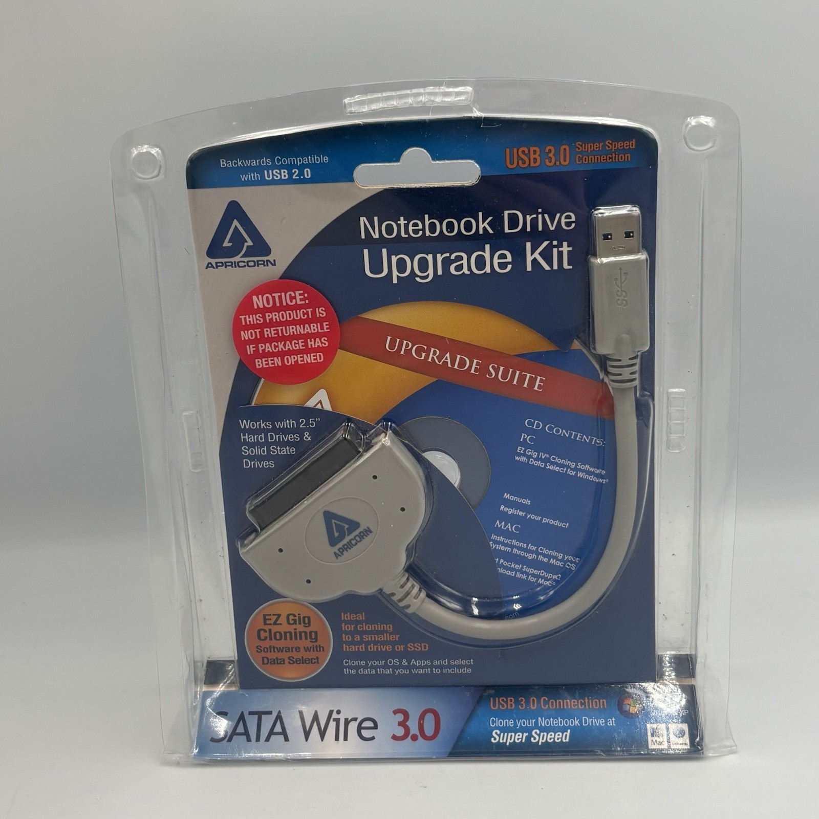 SATA WIRE 3.0 by Aprisoft | Notebook Drive Upgrade Kit | ASW-USB3-25 | NEW
