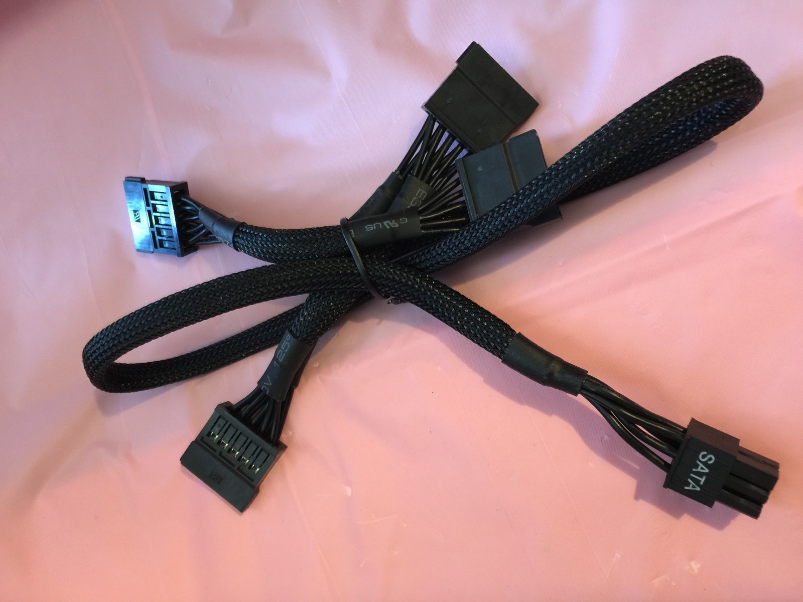 2 Pcs eVGA 6 pin  to 4x SATA DRIVER POWER cable FOR EVGA SuperNOVA 650 1000