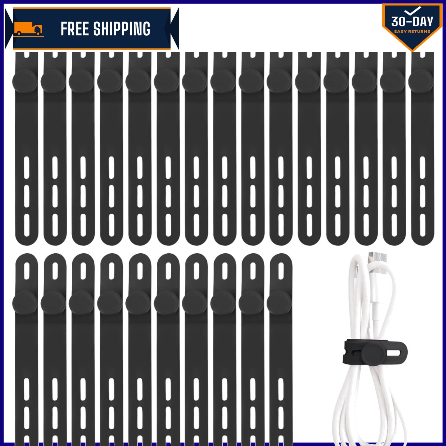 Durable 25 Pcs Silicone Cord Wraps - High Elasticity for Ultimate Organization