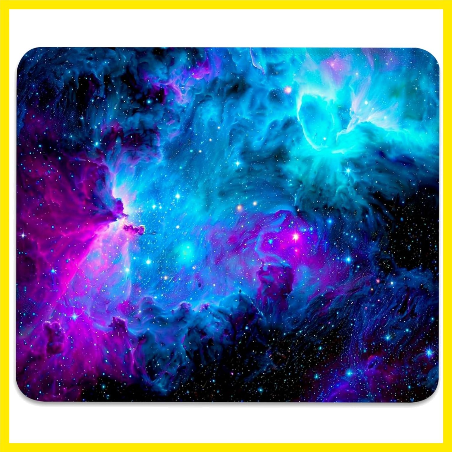 Blue and Purple Nebula Mouse Pad, Cosmic Space Galaxy Durable Desk Mat | Cute...