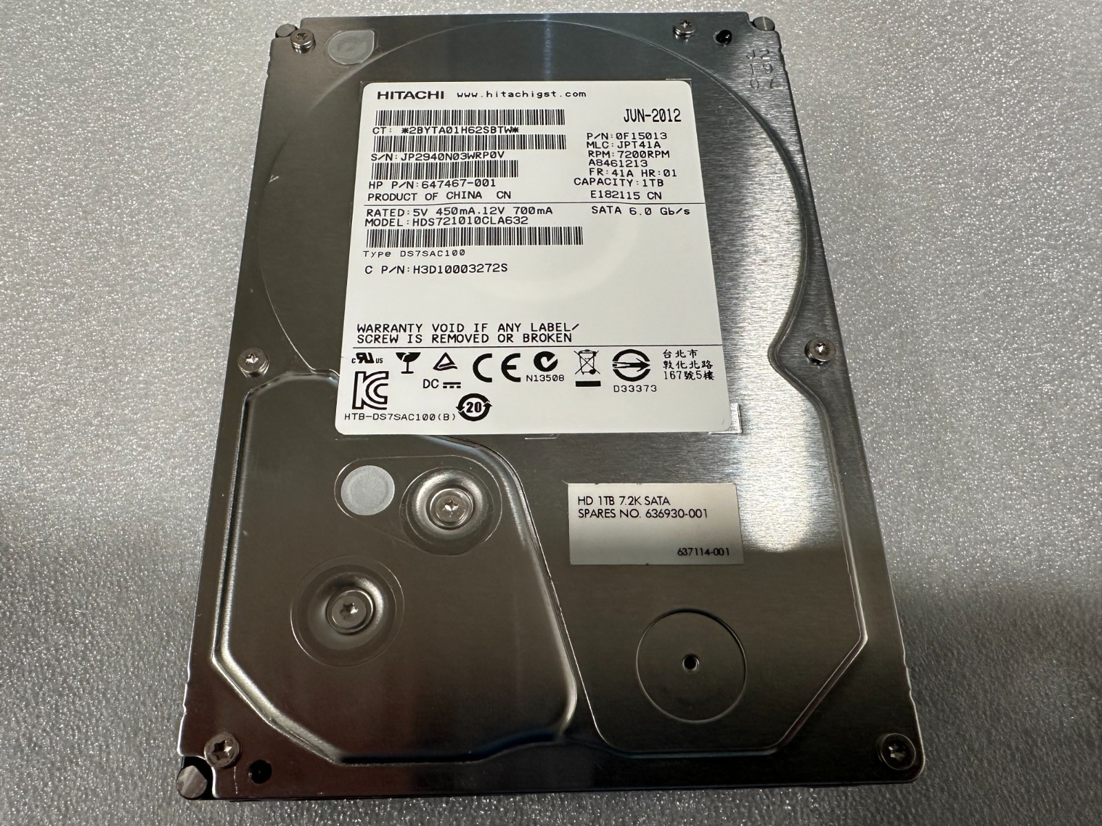 HP 647467-001 636930-001 1TB SATA 3.5" 7.2K RPM 32MB Cache 6Gb/s HDD Hard Drive