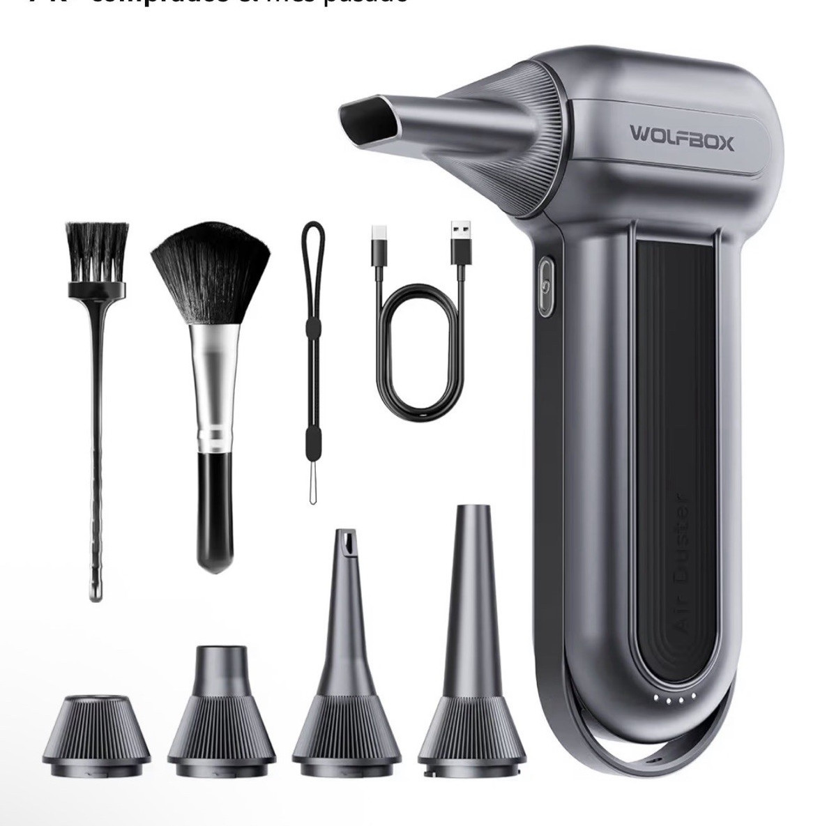 WOLFBOX MF100 Electric Air Duster Kit w/ Nozzles, Brushes & USB-C Cable