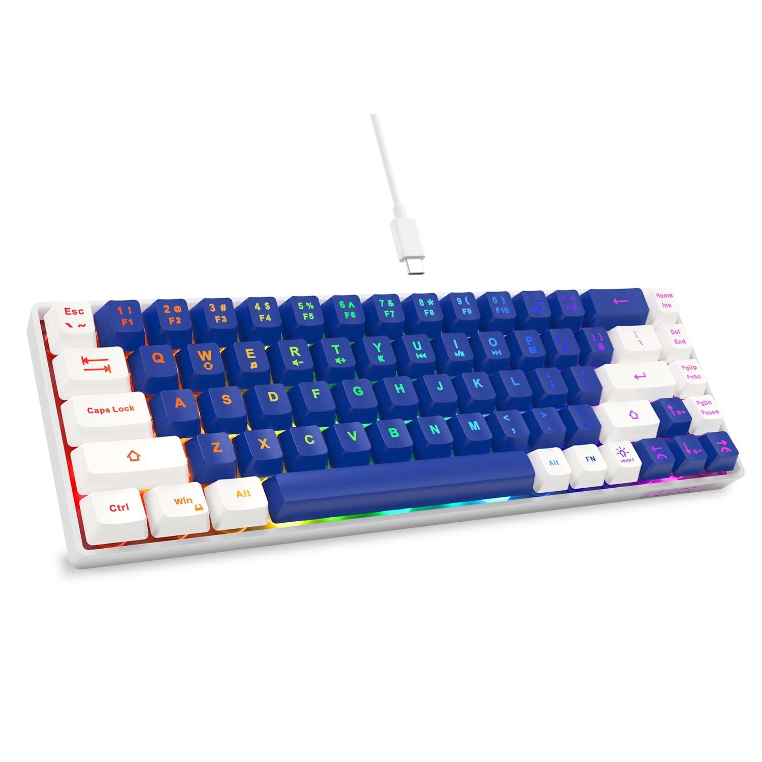 GEODMAER 65% Gaming Keyboard, LED Backlit Mini Wired Keyboard, Ultra-Compact ...