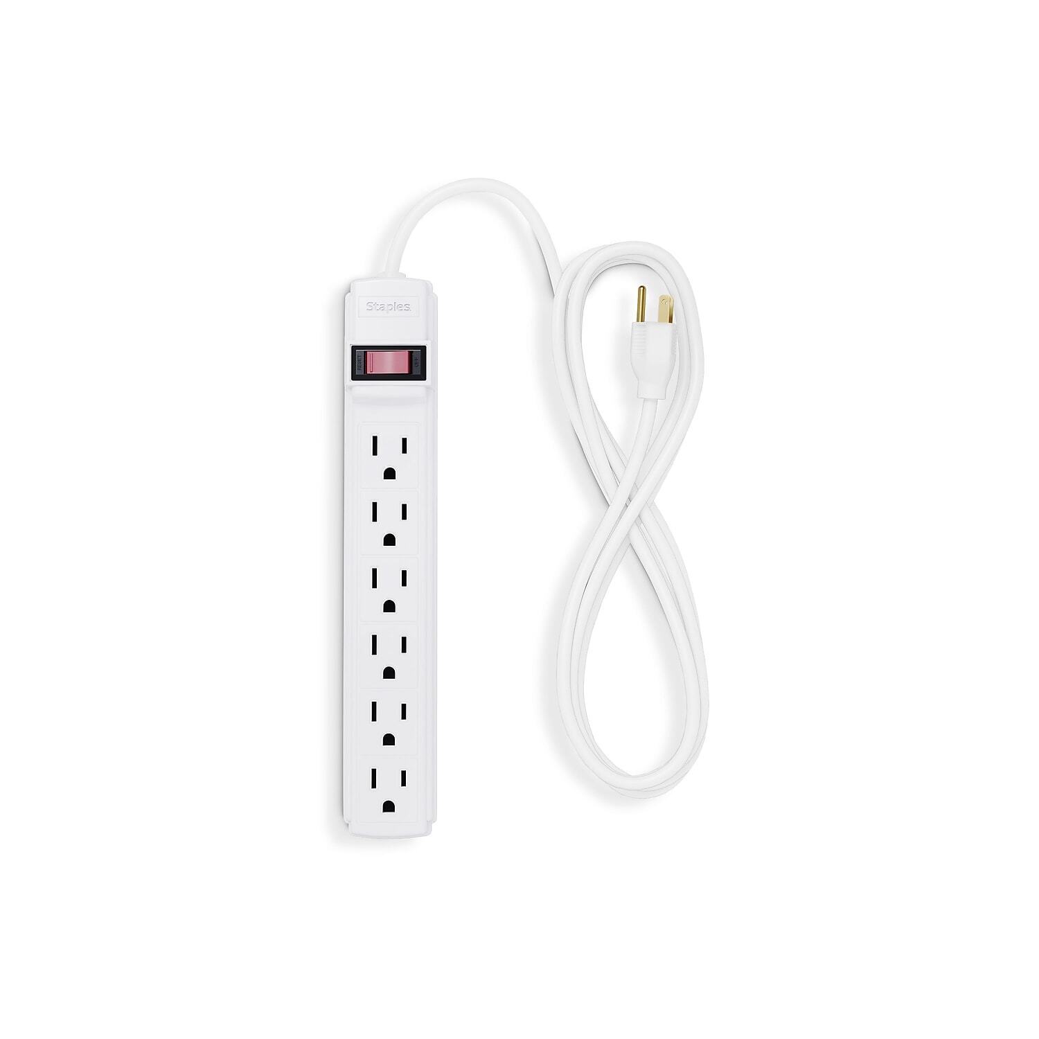 Staples 15' Cord 6-Outlet Power Strip White 2/Pack ST17649-CCVS