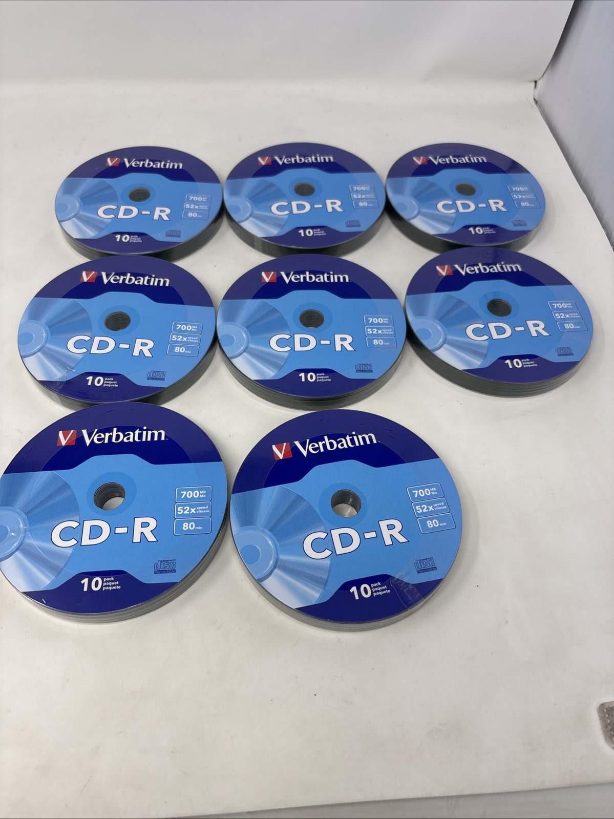 Lot Of 8 Packs Of 10 Verbatim CD-R Discs 700MB/80min 52x w/Slim Cases 80 Total