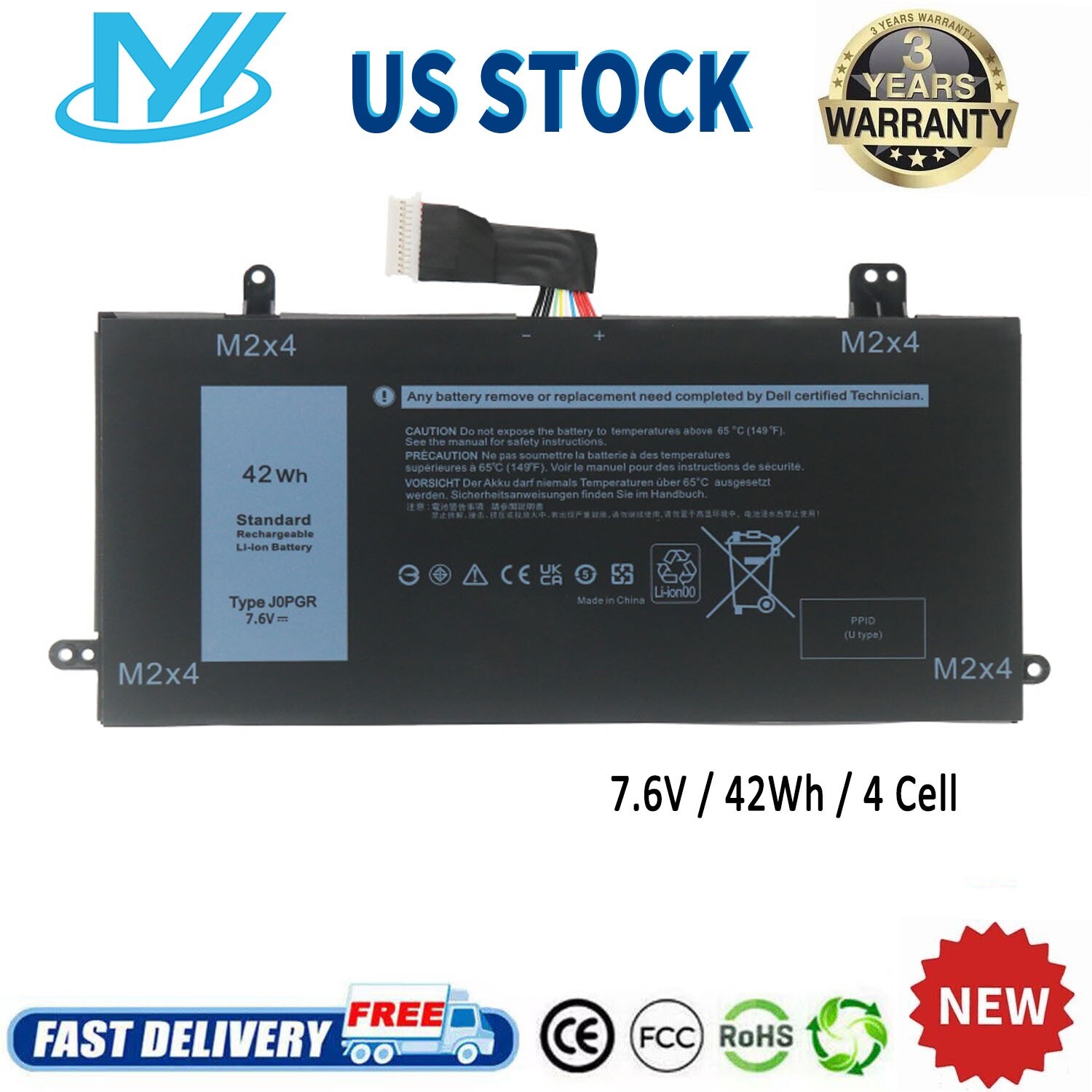 ✅J0PGR Battery For Dell Latitude 5285 5290 E5285 2-in-1 T17G JOPGR RDYCT 1WND8