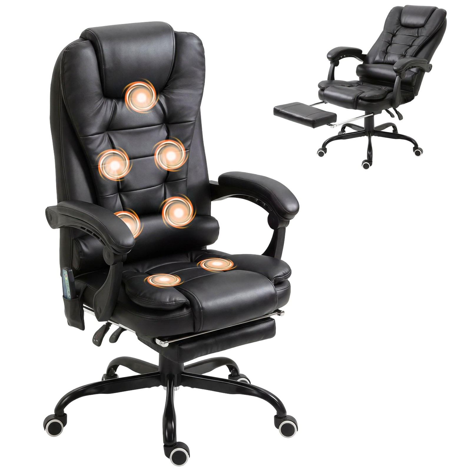 Office Chair 7 Point Vibrating Massage High Back Black 921-342V81BK Vinsetto