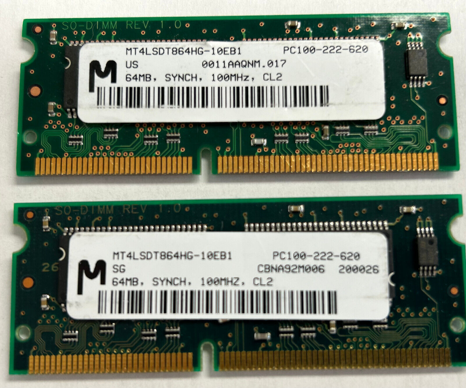 128MB (2 X 64MB) LAPTOP MEMORY PC100 3.3V SDRAM 144 PIN SODIMM RAM