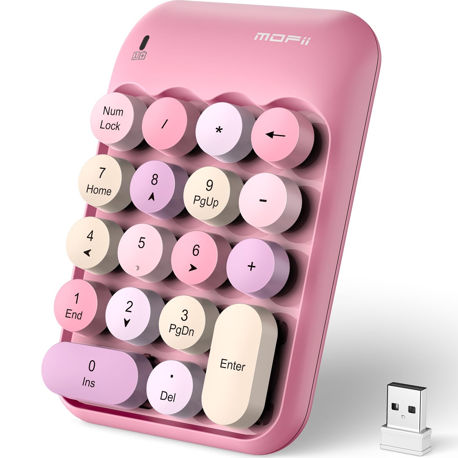 Cute Colorful Wireless Number Pad - 18 Keys, Portable 2.4 GHz with Stable Wir...